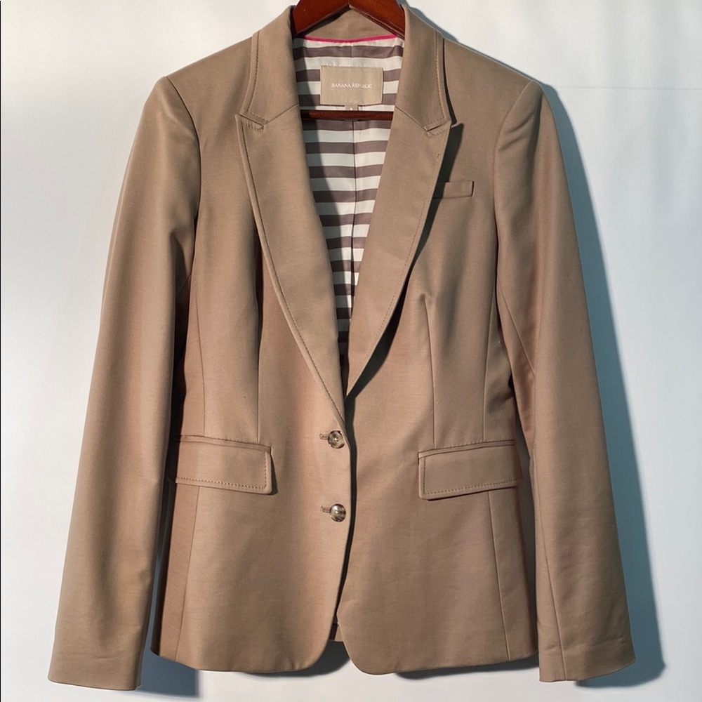 Banana Republic Tan Blazer With Structured Shoulders